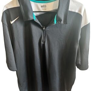 Nike Shirt Mens XXL Black/White Fit Dry Zipper Polo Performance Mesh